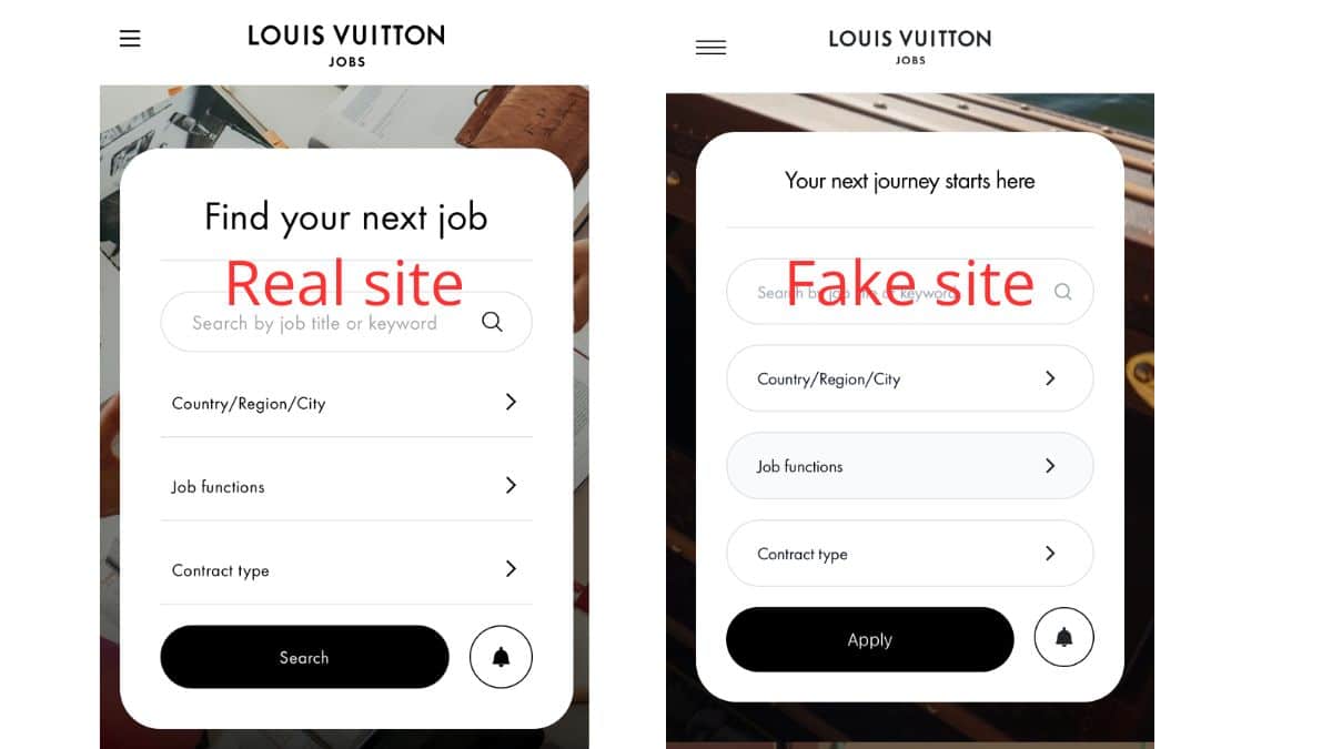 fake vs real jobs site
