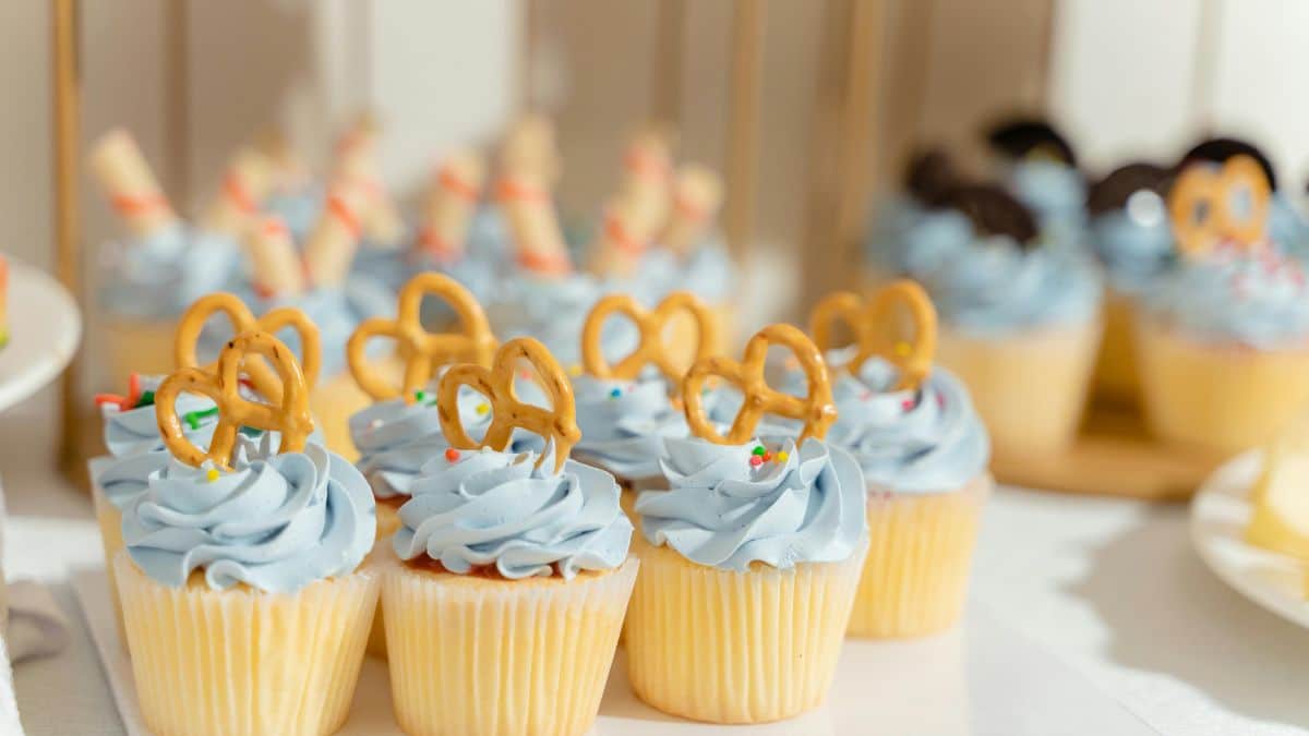 Tray of decorated cupcakes for a home baking business