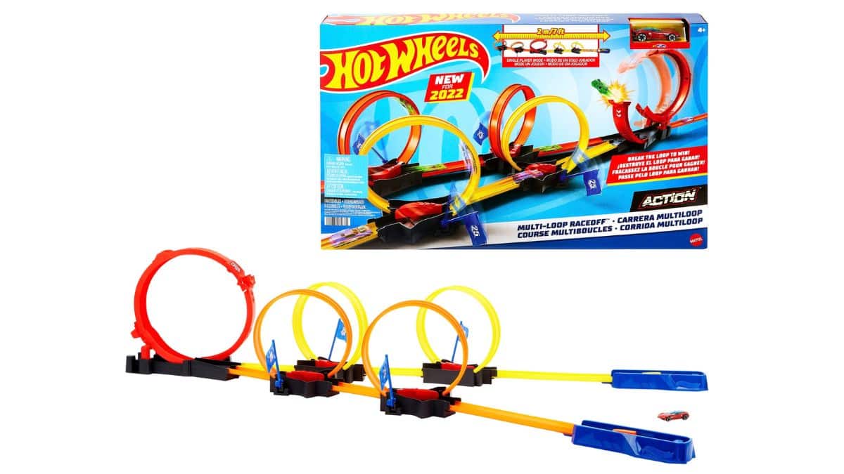 Hot Wheels Multi Loop Race Off track set with loops and packaging