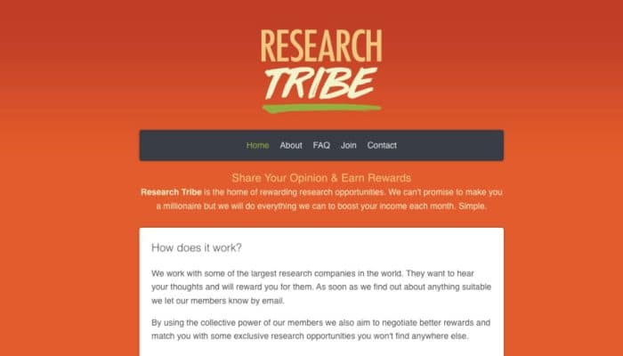 Research Tribe website for UK market research opportunities