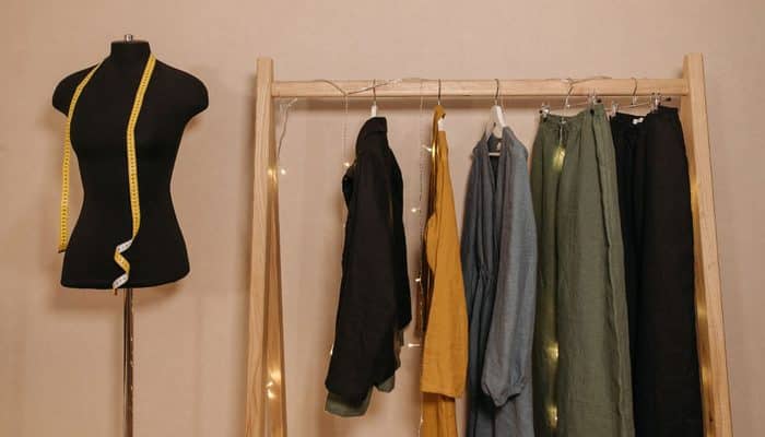 Clothes on a rail ready to be sold on Vinted