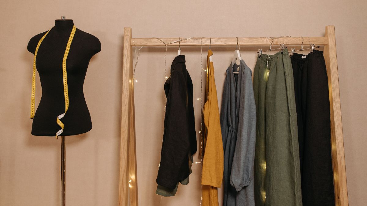 Clothes on a rail ready to be sold on Vinted