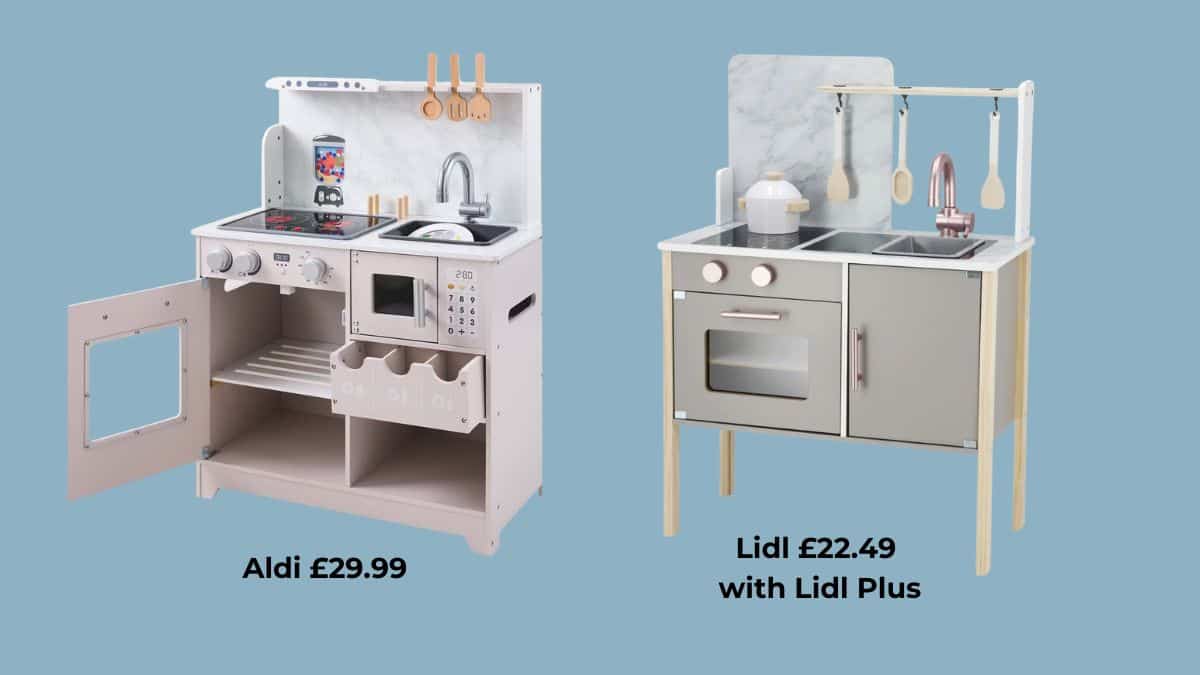 Aldi and Lidl wooden play kitchens compared for October 2026