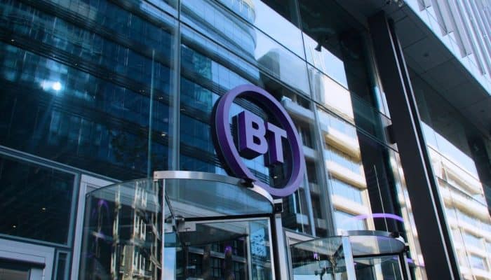 BT logo outside BT Group offices