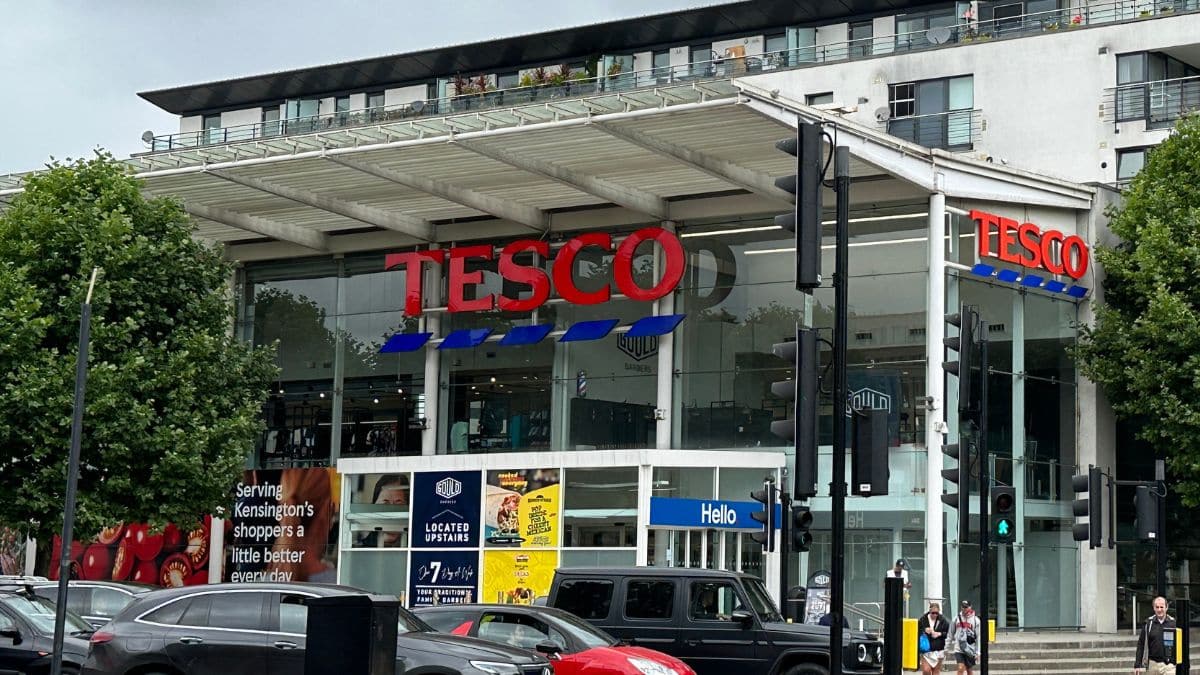 Entrance to Tesco Superstore on West Cromwell Road in London